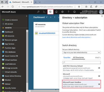 Nabídka Nastavení pro Adresář a předplatné, kde můžete vybrat výchozí adresář