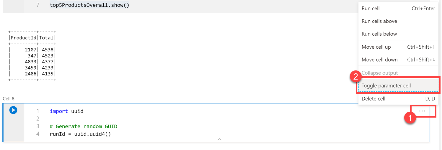 Přepnout buňku parametru Položka nabídky je zvýrazněná.