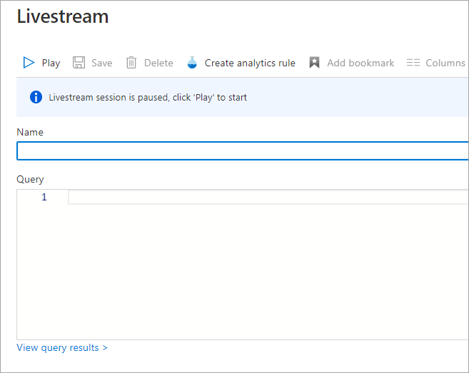 Screenshot that shows the livestream creation page in Microsoft Sentinel.