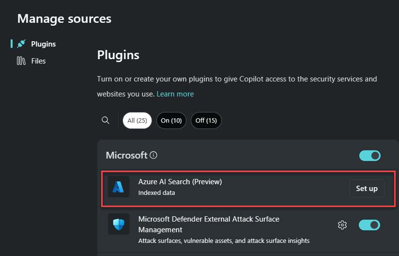Snímek obrazovky modulu plug-in Azure AI Search