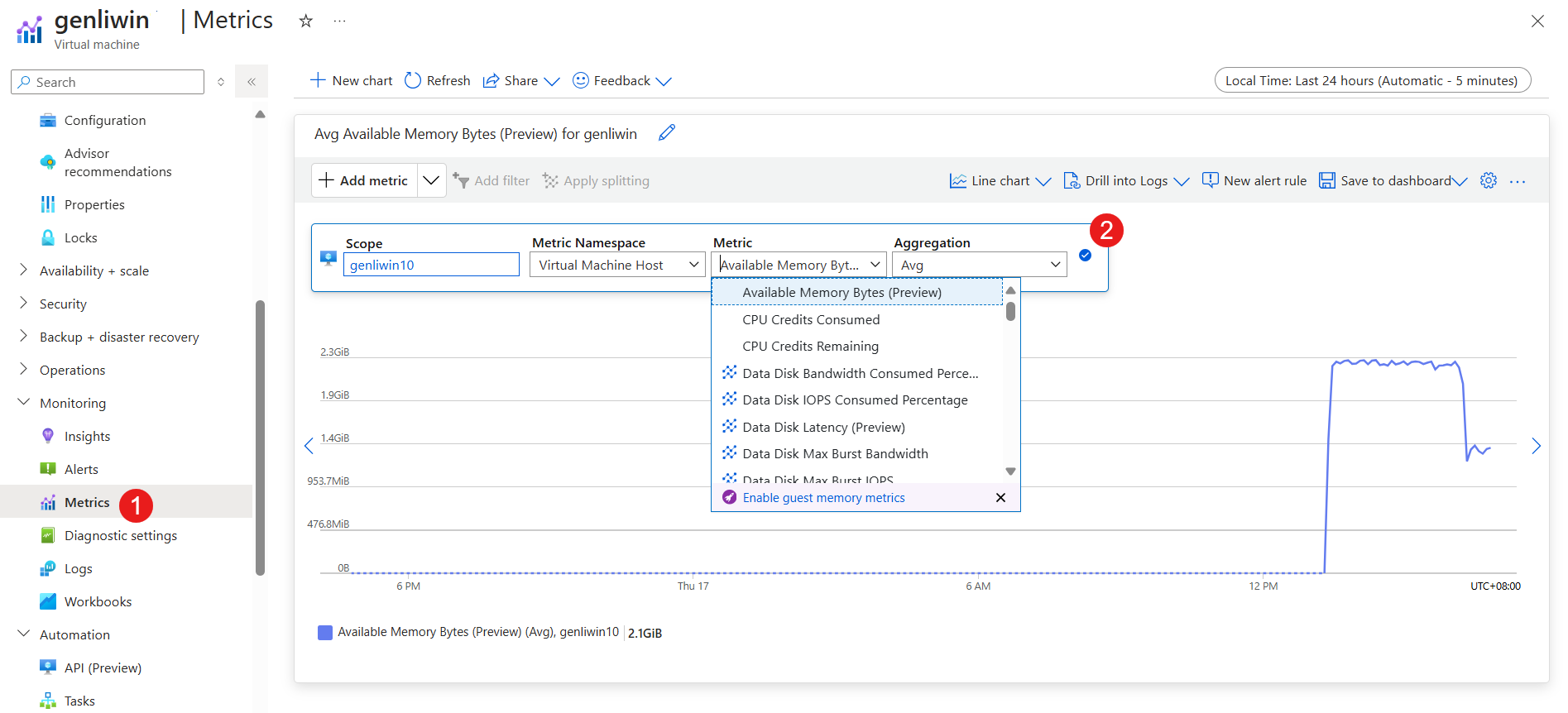 Screenshot shows the Monitoring panel.