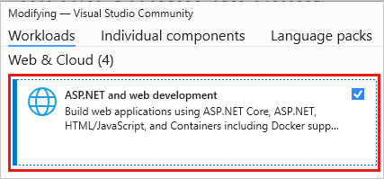 Snímek obrazovky znázorňující úpravu úlohy v instalačním programu sady Visual Studio