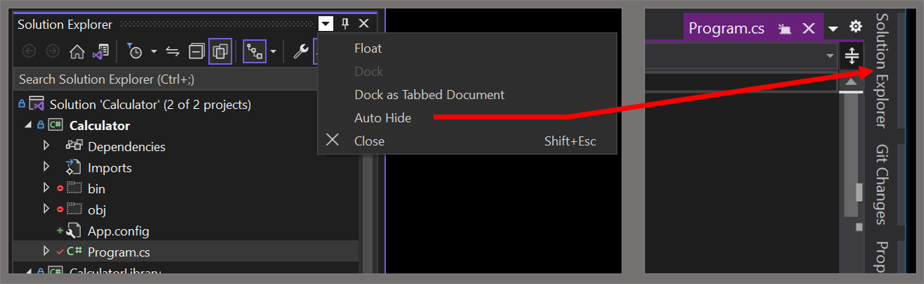 Přizpůsobení rozložení oken a přizpůsobení karet dokumentů - Visual Studio  (Windows) | Microsoft Learn