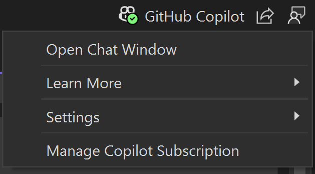 snímek obrazovky s odznáčkem Copilot, když je Copilot v aktivním stavu