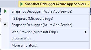 Spuštění programu Snapshot Debugger pro aplikaci ASP.NET