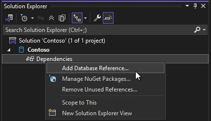 Přidání odkazu na databázi v nástrojích SQL Server Data Tools ve stylu SDK