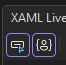 Snímek obrazovky s tlačítky panelu nástrojů Dynamický náhled XAML pro výběr elementu