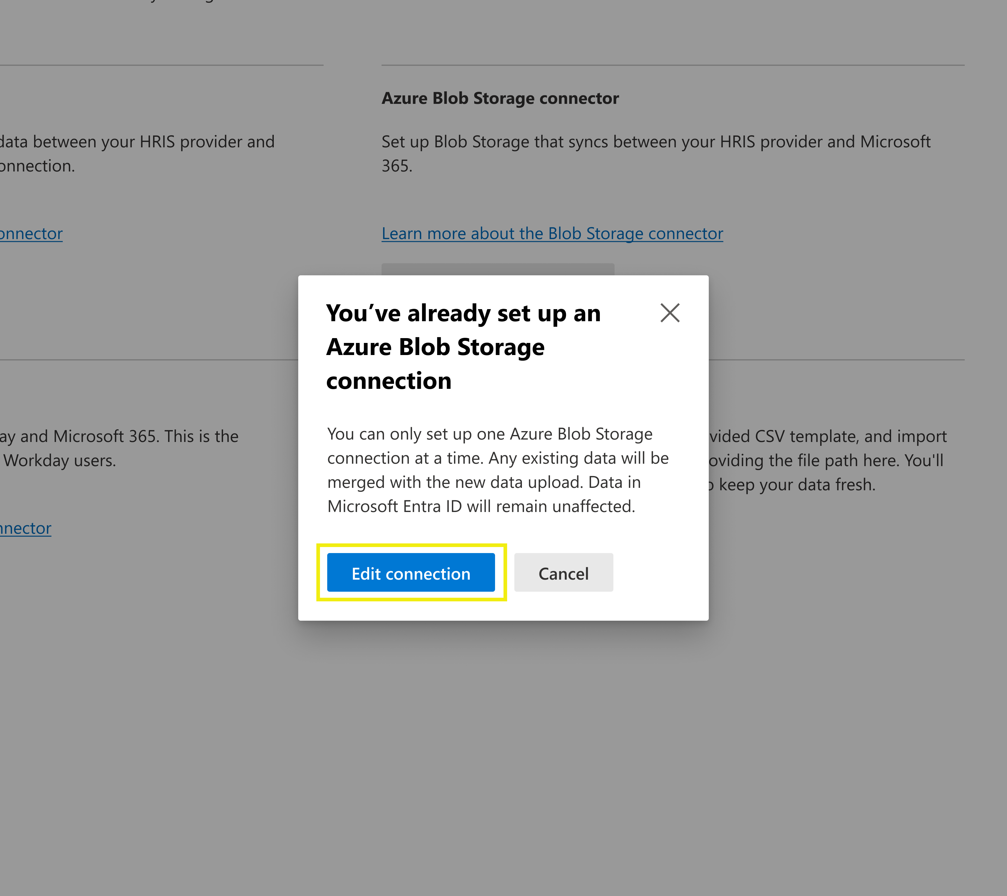 A screenshot shows the notification when you're asked to edit your existing connection.
