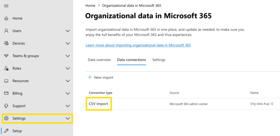 Screenshot of the page showing how to edit the csv connector.