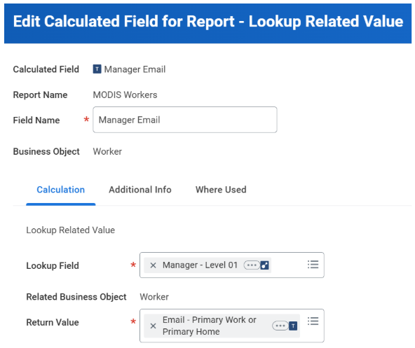 A screenshot shows the calculated field lookup details. 