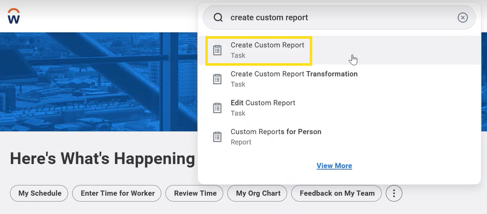 A screenshot shows how to search for a custom report. 