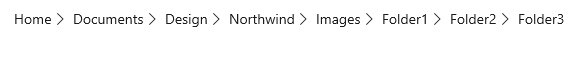 Breadcrumb bar with nodes: Home, Documents, Design, Northwind, Images, Folder1, Folder2, Folder3.