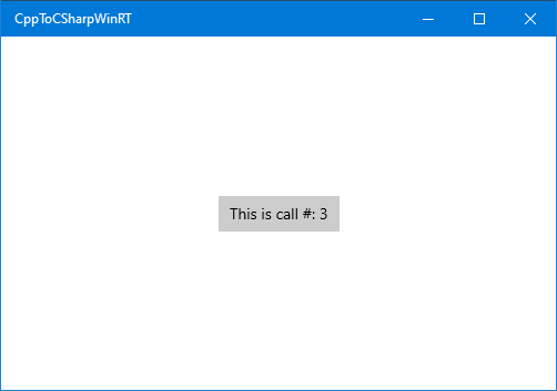 Snímek obrazovky volání systému Windows do komponenty C# z C++/WinRT