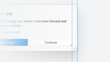 Obrázek okna aplikace se zaoblenými rohy.