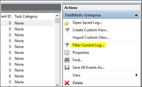 event viewer actions.