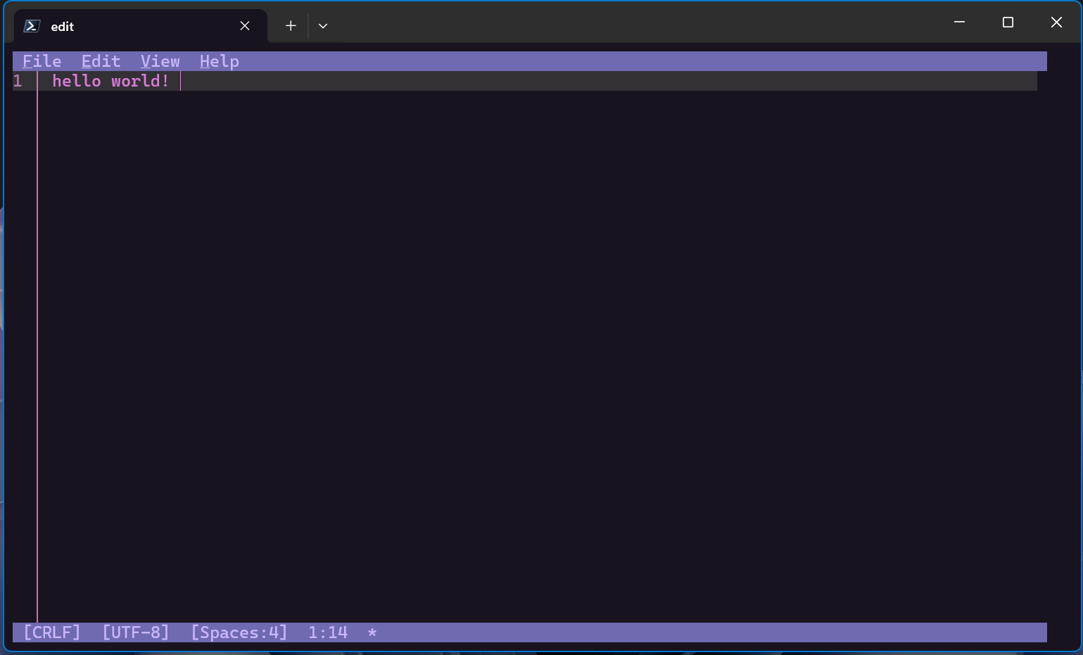 Snímek obrazovky editoru textu Edit