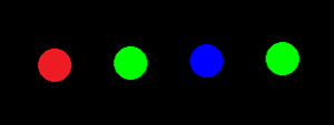 Příklad, jak by barevné oddělení bílého kulatého kurzoru uzamčeného hlavou mohlo vypadat, když uživatel otáčí hlavu na stranu.
