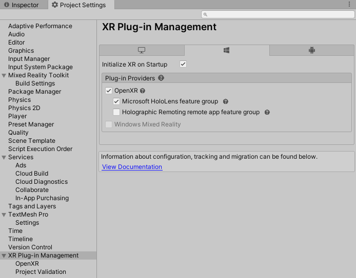 Správa modulů plug-in OpenXR