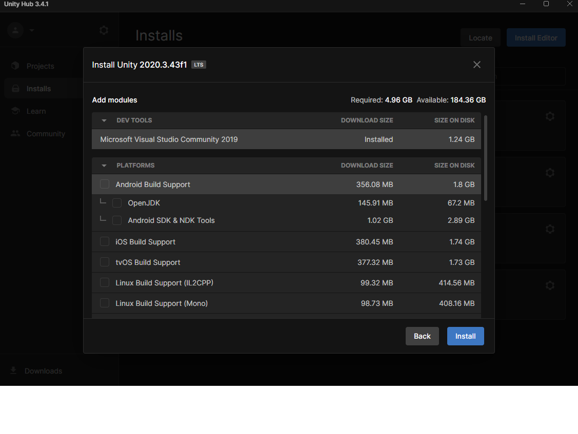 Instalace modulu Androidu
