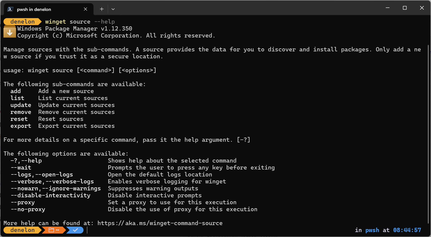 Nápověda ke zdroji wingetu