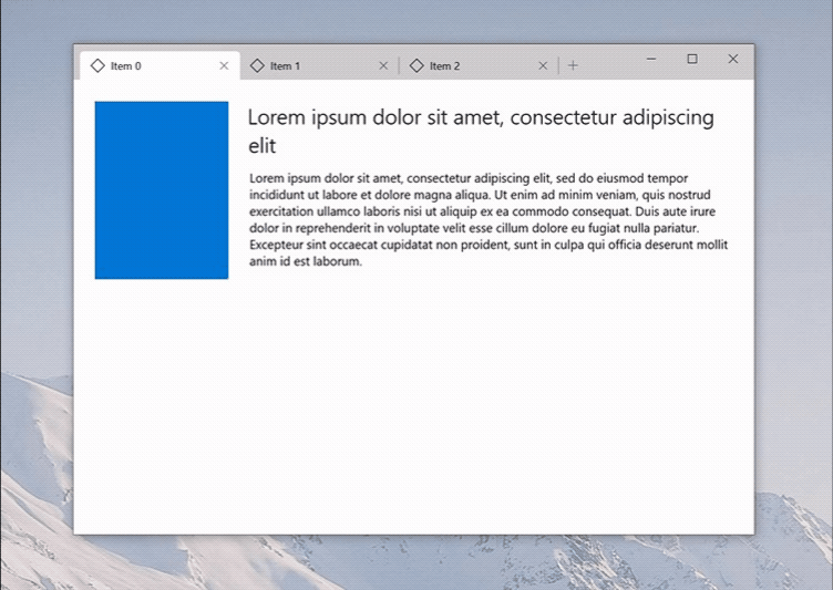 Krátké video znázorňující chování ovládacího prvku Tab View