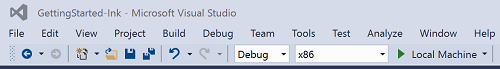 Visual Studio Tlačítko Sestavit projekt.