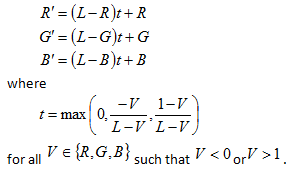 matematický vzorec popisující opravy potřebné pro výskyty gamutu.