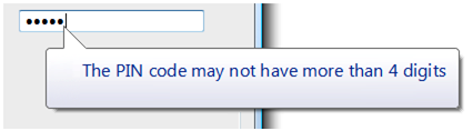 screen shot of balloon indicating pin code limits