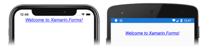 Snímek obrazovky s objektem Label se změněným vzhledem v iOSu a Androidu