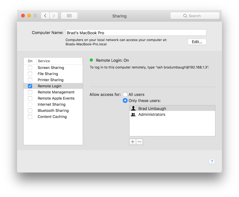 Enabling Remote Login Enabling Remote Login