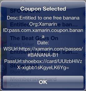 The Coupon Selected alert in the sample