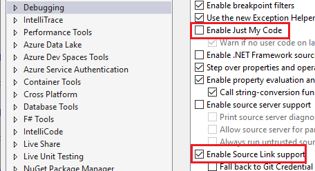 Enable Source Link in Visual Studio 2019