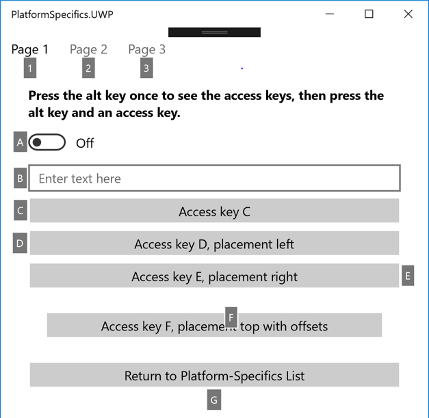 VisualElement access keys platform-specific