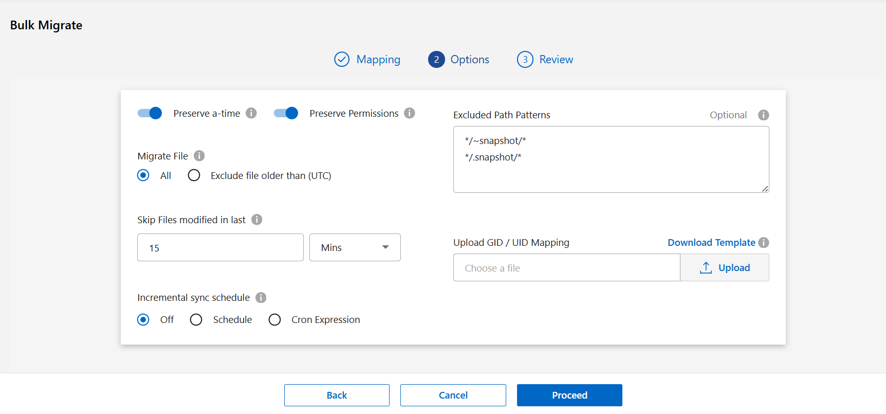 Screenshot of NDM Bulk Migration.