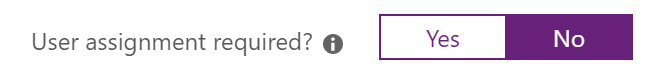 Application Properties showing User assignment required toggle.