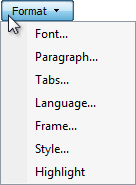 screen shot of format menu button and its commands