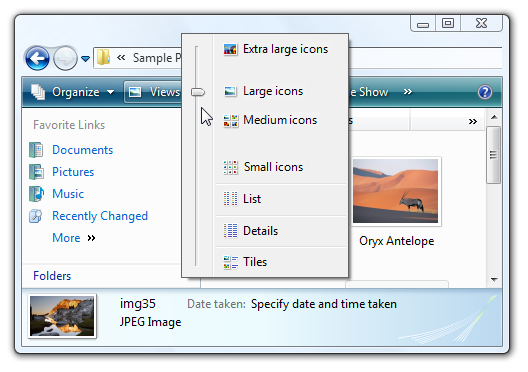 screen shot of list with split 'views' button