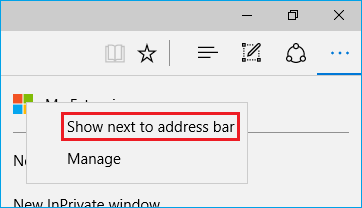 context menu in actions menu