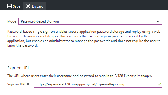 Choose password-based Sign-on and enter your URL