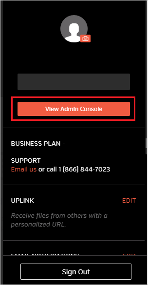 Screenshot shows the View Admin Console button for the User.
