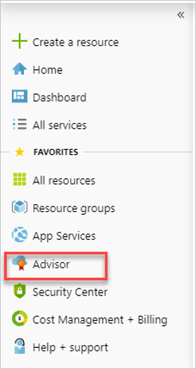 Screenshot that shows Advisor in the portal.