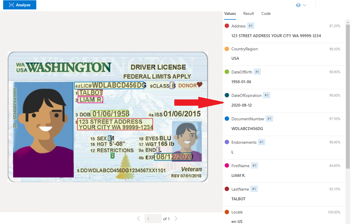 Screenshot of a sample identification card.