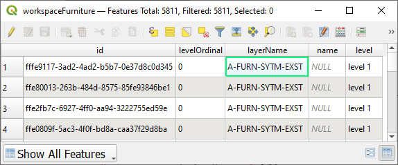 A screenshot showing the attribute table.