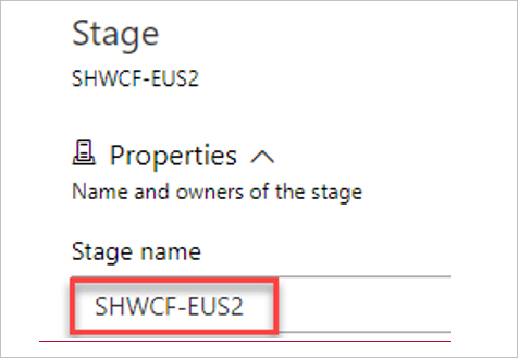 Screenshot that shows the stage name of the WCF web app.
