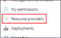 Screenshot of the Resource providers option in the resource navigation menu.