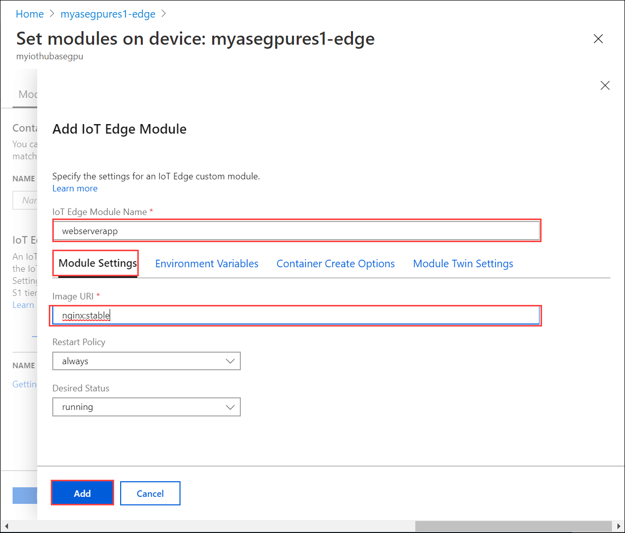 Add IoT Edge module