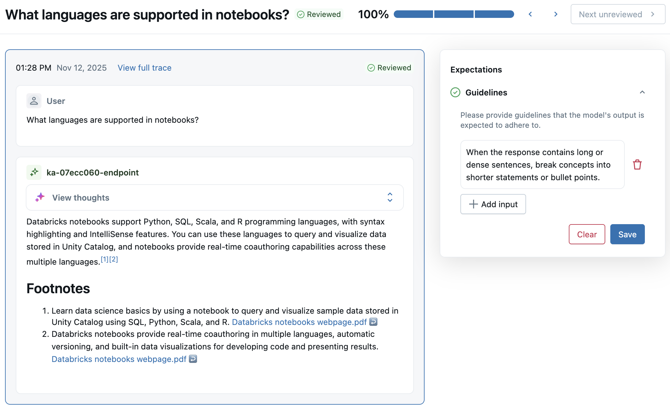 Review questions and answers in labeling session.