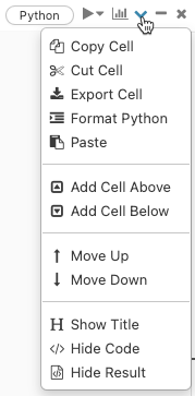 Cell actions menu