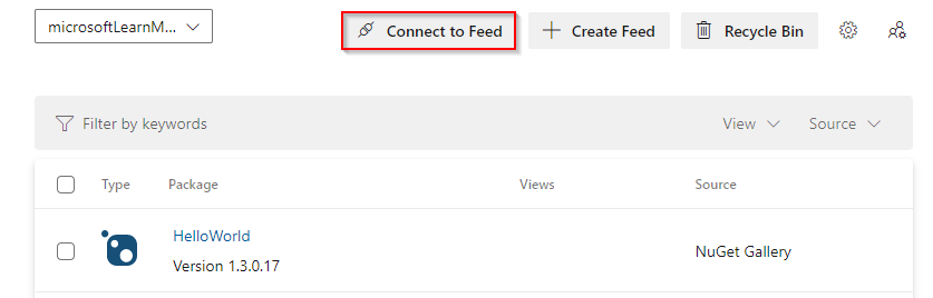 Screenshot showing how to connect to a feed.