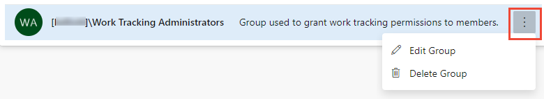 Screenshot of context menu for Custom group